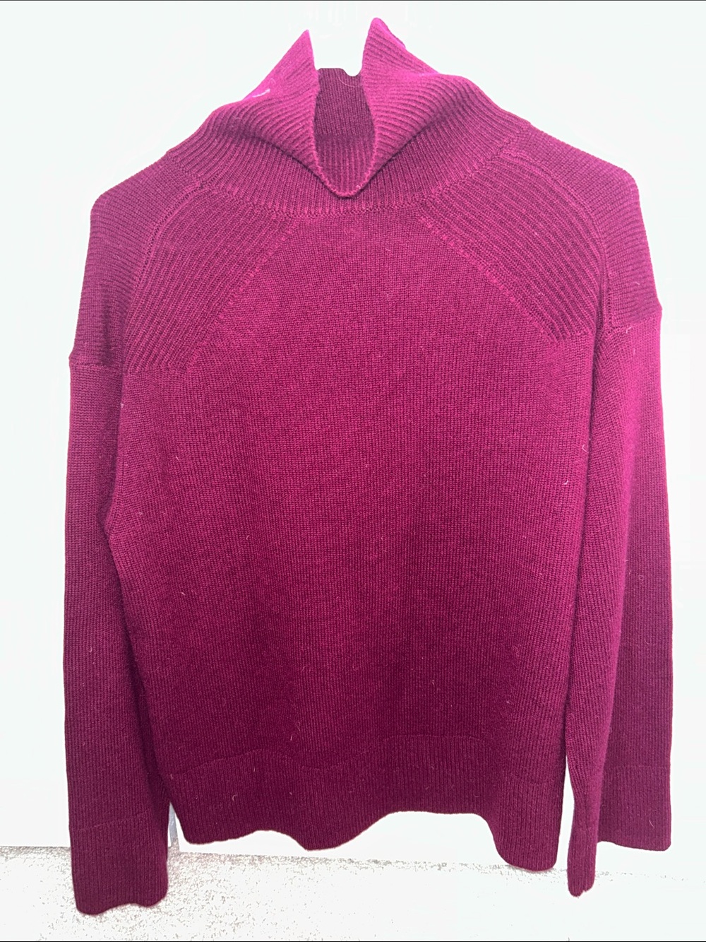 Alex Mill Ribbed Turtleneck Cashmere Sweater - Burgundy Wine, size Small